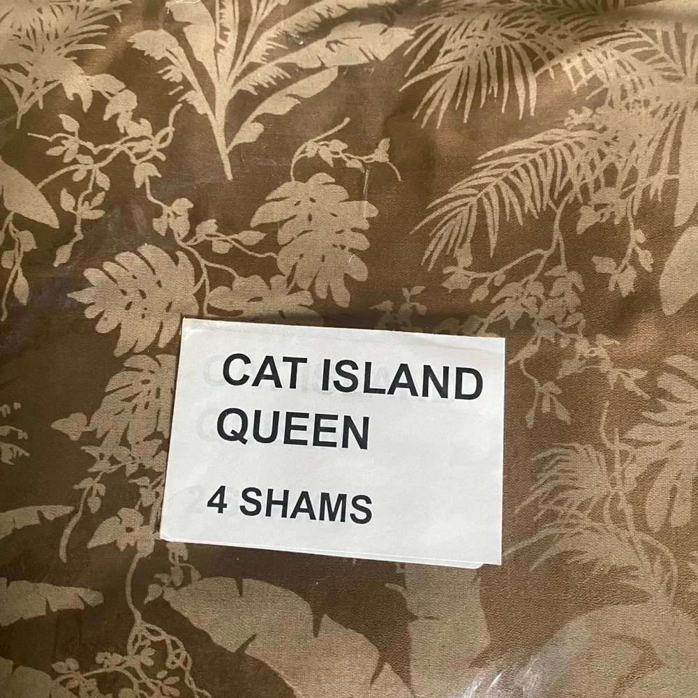 Tommy Bahama 4 Cat Island Brown Palm Tree Tropical Queen Size Pillow Shams